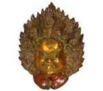 Idol Collections Multicolor Brass Collections Mahakala Bhairav Wall Decor Hanging Mask, 12.5 Inch