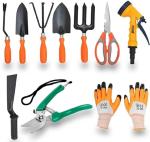 Agt Garden Tool Kit - Pruner, Scissors, Khurpi, Gloves, 8 Patten Tregar, Hand Weeder, Hand Big Trowel, Hand Small Trowel, Hand Fork, Hand Cultivator (Pack Of 11)