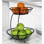 YMM DECOR Metallic 2 Tier Metal Fruit and Vegetable Basket for Kitchen, Fruit Basket for Dining Table, Fruit Bowl, Fruit and Vegetable Stand for Kitchen.
