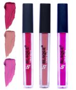 bq BLAQUE Matte Liquid Lipstick Combo of 3 Lip Color # 105-116-117 (Dark & Bold Pink, Light Nude Brown, Swiss Light Magenta, 12 ml)