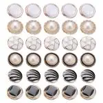 SANNIDHI 30Pcs Shirt Button With Shank, Sew In Faux Pearl Buttons For Clothes Coat Jacket Sweater, Elegant 18Mm 6 Designs Sewing Crafts Buttons Replacement