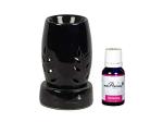 Divine Home Black Ceramic Electric Oil Diffuser with Aroma Oil (Pack Of 2)