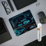 KIDLI Touch Hud Design Printed 3mm Thick Non-Slip Mouse Pad for Work from Home/Office | Gaming Mouse Pad | Rubber | Anti-Skid, Anti-Slip (9 inch X 7.5 inch), (M100)Free USB Cable Protector