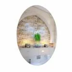 ODD M EVEN Oval shape adhesive mirror sticker for wall on tiles bathroom bedroom living room Basin Mirror Bathroom Wall Mirror Stickers unbreakable plastic wall mirror (A) (30 X 20 cm, Unframed, Silve