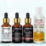 Urbaano Herbal Depigmentation Vitamin C Face Serum, AHA BHA Peeling Solution, Kumkumadi Tailam & Vitamin C Face Wash (30ml+30ml+30ml+100ml) Pocket Friendly Combo Pack of 4