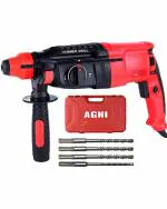 AGNI A1606 Rotary Hammer Drill Machine, SDS Chuck, 1000W, 900RPM, 26MM with Accessories (4pcs Drill Bit), Variable Speed Reversible For Hammering & Drilling Concrete, Masonry & Wood (Royal Red)