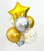 Grand Shop Multicolor Foil Golden Star Foil Balloon, Pre Filled Confetti Balloons, Golden Balloon, Silver Balloons