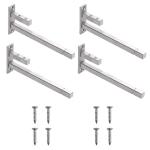Volo 10 inch Adjustable Stainless Steel Square F Type Shelf Brackets for 8, 10, 12 mm Glass Silver (Pack of 4)