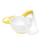 Adore Bravo! Baby Food Grinding Cum Feeding Bowl, Portable Baby Food Masher & Serving Bowl for Baby weaning Food Preparation (Yellow)