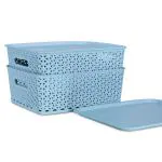 Kolorr Premium Elite Baskets Medium Pack of 2 with 2 Lids - Mint Green