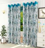 Ultica Fab 9Ft Curtains for Long Door Set of 2 | Printed Panels and Drapes for Decoration | Curtains for Living Room Kitchen Hall, 4 x 9 Feet Blue New Patta