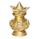 ARTVARKO Home Decor Brass Laxmi Ganesh Kalash with Coconut - 6 inch