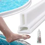 Metreno 2m Silicone Water Stopper for Bathroom Floor Kitchen Slab Water Barrier Strip Dam Tape Sticky Rubber, Water Retaining Stopper with Glue (White)