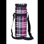 Sunvika House Check Printed Canvas Bottle Cover Carrier Holder Sleeve Adjustable Handle & Zipper Closure Bottle Carry Bag Water Bottle Cover Shoulder Strap