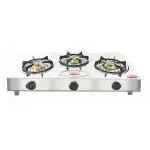 MiDaz Stainless Steel Trinity Premium 3 Burner (MSSTM) LPG Gas Stove For Your Beautiful Kitchen|78*42*15 Cms|Silver