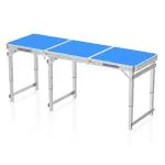 Corvids 6 feet Height Adjustable Aluminium Folding Table, Multipurpose Table for Outdoor & Indoor Purpose, Camping & Hiking, Picninc (6ft, Blue)