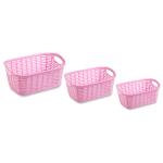 Homies SET OF 3 PIECE RATTAN BASKET PINK Storage Basket Bin for Home, Kitchen, office(Pack of 3)