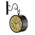 RANDOM Metal Analog Station Wall Clock Double Sided Vintage Wall Clock for Living Room Home and Office - 8 Inch (Black & White) (Multi 7) (RSC-004)