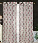 Skirmish Floristry Peach Floral Pattern Polyester Window Curtains 152 x 121 cm (CAF-02-Net-C-5-FT-OA-2-Peach)