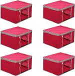 BAGSBEAUTY Red Non Woven Saree Storage Bag (Pack Of 6)