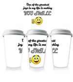 AKP SUBLIMATION One of The Greatest Joy Theme Multicolor Ceramic Tumbler with White Lid 350 ml