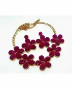 Jn Handicraft Alloy Copper-Plated Green, Red Jewel Set For Women And Girls