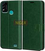 Niger Micromax IN 2B Green Artificial Leather Shock Absorbant Back Cover with Holder