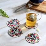 DULI Set of 4 MDF Round Be Postive Printed Coasters 4x4 inch
