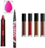 BINGEABLE HDA36 Pro Waterproof Sketch Pen Eyeliner, Long Lasting Super Matte 5 in 1 Lipsticks, Beauty Blender Makeup Sponges, Liquid Lipsticks