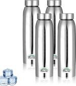 Chakmak Azure Silver Steel Water Bottles 1000 ml (pack of 4)