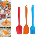Lieveeb Silicone Multicolor Small Size Silicone Pastry Brush, Cooking Oil Brush And Small 2 Pc Spatula For Glazing, Baking, Basting, Flipping, Decorating And Mixing Cooking Rool 20 Cm