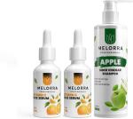 MELORRA Vitamin C Face Serum With Niacinamide and Ginger Extract 2 pcs x 30 ml Each for Acne Marks, Scars and 200 ml Apple Cider Vinegar Shampoo Men, Women