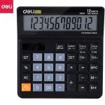 Deli EM01120 - 12 Digit Calculator, Dual Power, Desktop Calculator, Black, Pack of 1