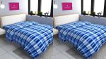 BREVARD Double Bed Woolen Fabric Checkered Quilt Cover / Duvet Cover / Rajai Cover / Blanket Cover for Winters (90X100 Inches, Blue, Combo of 2)