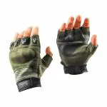 Steelbird Green Polyester Protective Off-Road Motorbike Racing , Cycling Half Finger Riding Gloves (L)
