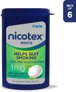 Cipla Nicotex Mints, Nicotine 1Mg Sugar Free Lozenges (6 X 10Pcs), Cool Mint Plus, Smoking Cessations (Pack Of 6)