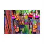 SHASWAT ART Colorful Candles in Glass Painting Sparkle Coated Self Adhesive Wallpaper Without Frame Digital Reprint 24 inch x 36 inch Painting