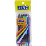 Linc Retract Assorted Body Ball Pens, Blue Ink, Pack of 30