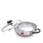 Prestige Silver Stainless Steel Tri Ply Splendor Gas And Induction Compatible Kadai With Lid - 4.25 L 28 cm