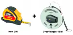 Freemans Ikon 3 m 16mm and Grey Magic 15 m Measuring Tape