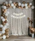 Specialyou.in Birthday decoration item kit with Peach, White and Brown Balloons- 69 Items