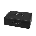 Crevizon 12 Inch Metal Cash Box with 3-Digit Combination Lock and Cash Tray Ideal for market Stalls, Stands, Home etc-Color Black (30x25x9 CM)