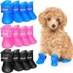 Pets Empire Silicone Waterproof Non Slip Rain Boots For Dogs S Fit Paws 4.2X3.3 cm, 4 pcs