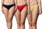 FF Essentials Women's Cotton Bikini Brief Underwear No Show Panties, Soft Stretch Bikini Panties, Pack of 3, Medium