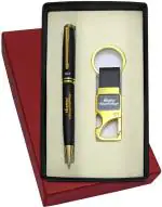 UJJi Happy Anniversary Engraved Brass Black Colour Pen & Metal Hook Keychain