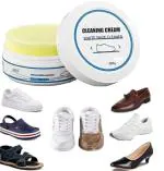 MEXFO White Shoe Cleaner Cream with Sponge Instant Shoe Whitener for White Shoes No-Wash Shoe Cleaning Kit White Sneaker Cleaner White Shoe Polish Sneaker Cleaning Kit Shoe Eraser Stain Remover 260gm