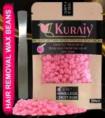 KURAIY Hair Removal Hot Hard Body Wax Beans (150Gm) for Face, Arm, Legs, Bum and whole Body For Men and Women Suitable for All Skin Types with Steel Spatula