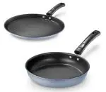 Jensons Grey Non stick Iron 25 cm Dosa Tawa and 22 cm Fry Pan Pack of 2