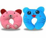 Chinmay Kids Pink & Light Blue Cotton Animals Baby Pillow Pack of 2