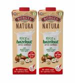 Borges Natura Rice & Hazelnut Drink | 100% Plant Based Milk, Gluten Free, Vegan Milk, Lactose Free, Dairy Free | No Added Sugar | No Added Preservatives - 1 Liter, (Pack of 1L*2)
